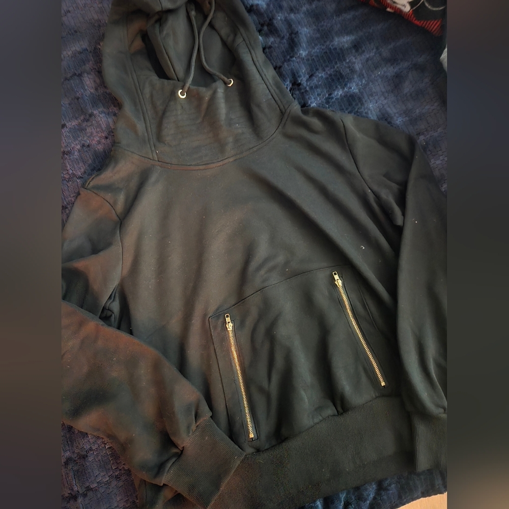 Black Hoodie with Gold Zippers